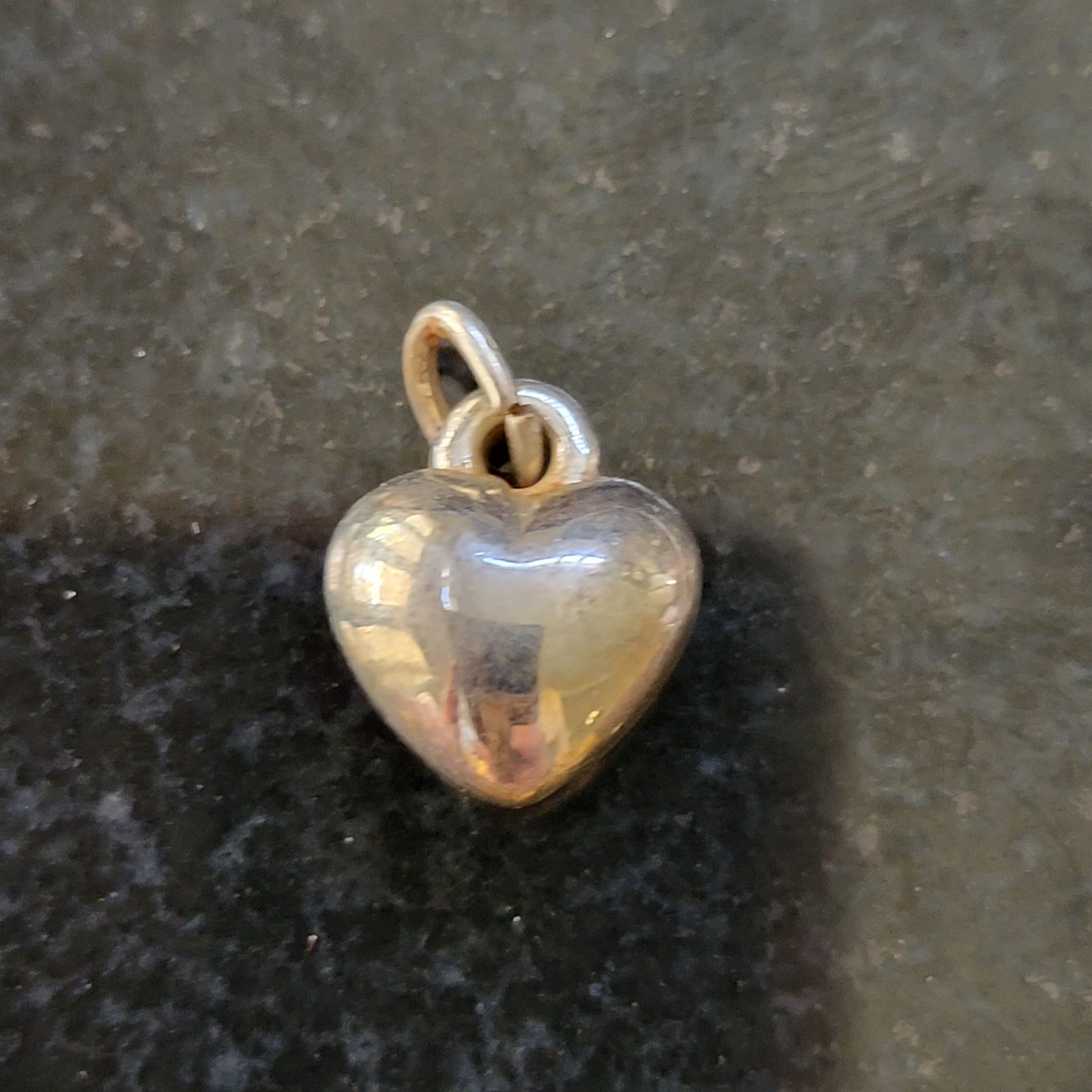 Vintage Puffy Heart Charm Pendants Warm Silver Tone Petite Love Token Jewelry 10$